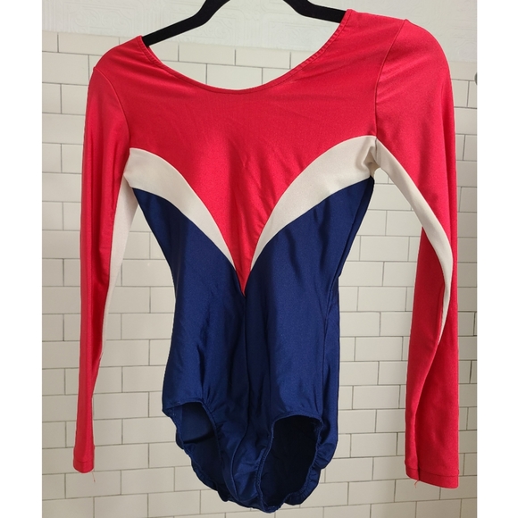 Vintage Gymnastics Bodysuit Leatard Team USA Red, White, and Blue